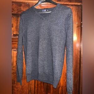 J. Crew Marino Wool Women's V Neck Blue Sweater Size L